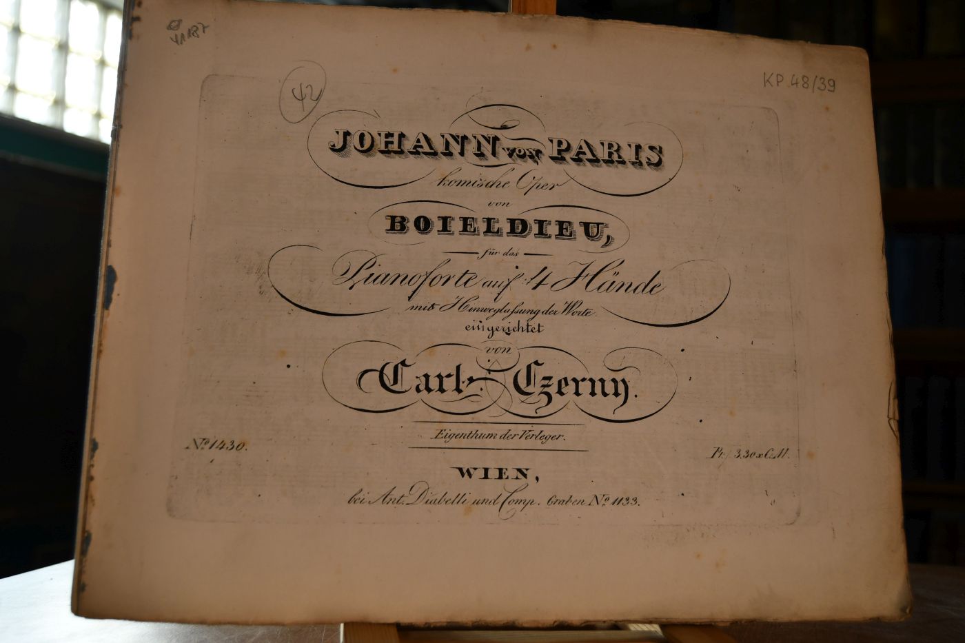 Johann von Paris komische Oper für das Pianoforte auf 4 Hände mit Hinweglassung der Worte eingerichtet von Carl Czerny.