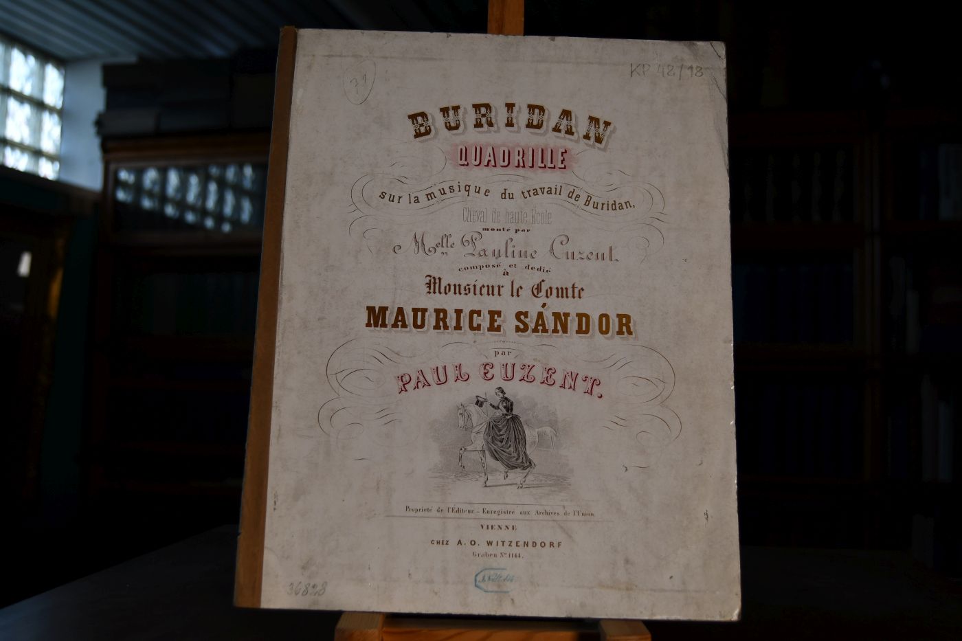 Buridan Quadrille sur la musique du travail de Buridan, Cheval de haute Ecole monte par Melle Pauline Cuzent compose et dedie a Monsieur le Comte Maurice Sandor.