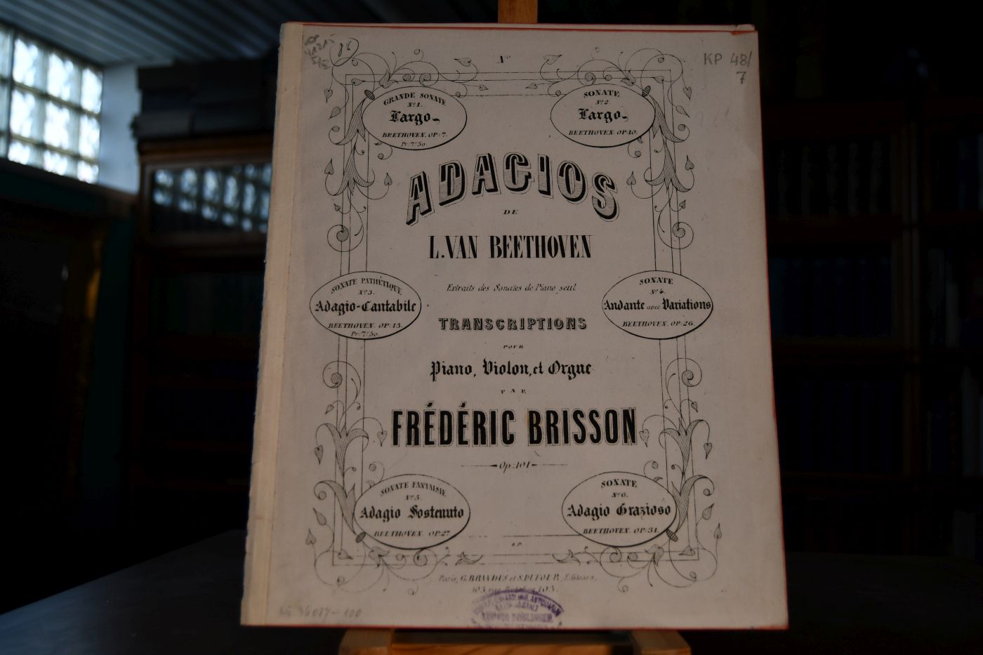 Adagio cantabile. Sonate Pathetique de Beethoven Op. 13. Trio pour Violon, Piano et Orgue. Transcription par Frederic Brisson Op. 101.