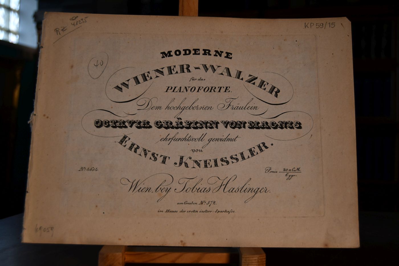 Moderne Wiener-Walzer für das Pianoforte. Dem hochgebornen Fräulein Octavia Gräfinn von Magnis ehrfurchtsvoll gewidmet.