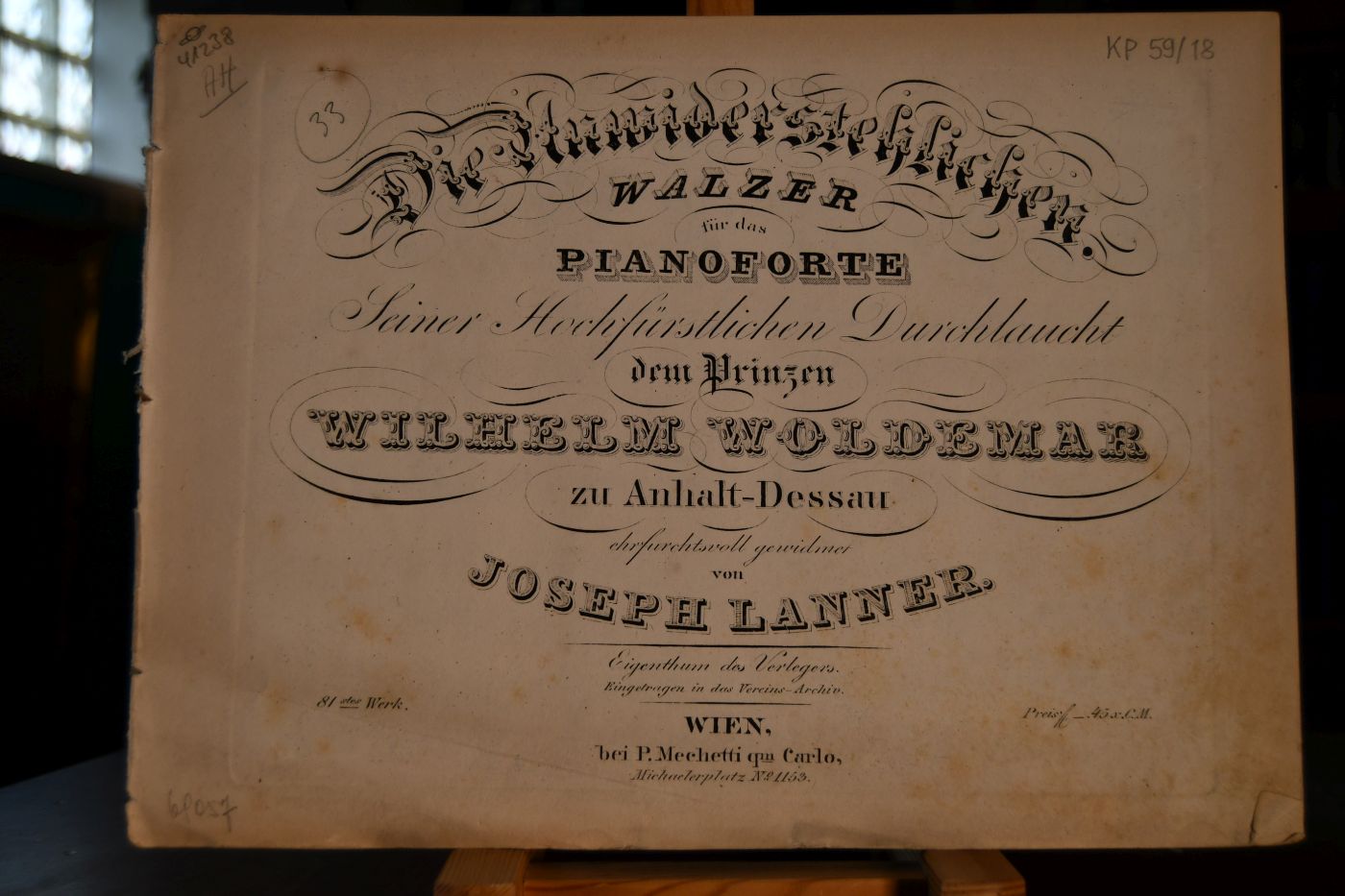 Die Unwiderstehlichen. Walzer für das Pianoforte. Seiner hochfürstlichen Durchlaucht dem Prinzen Wilhelm Woldemar zu Anhalt-Dessau ehrfurchtsvoll gewidmet. 81. Werk.