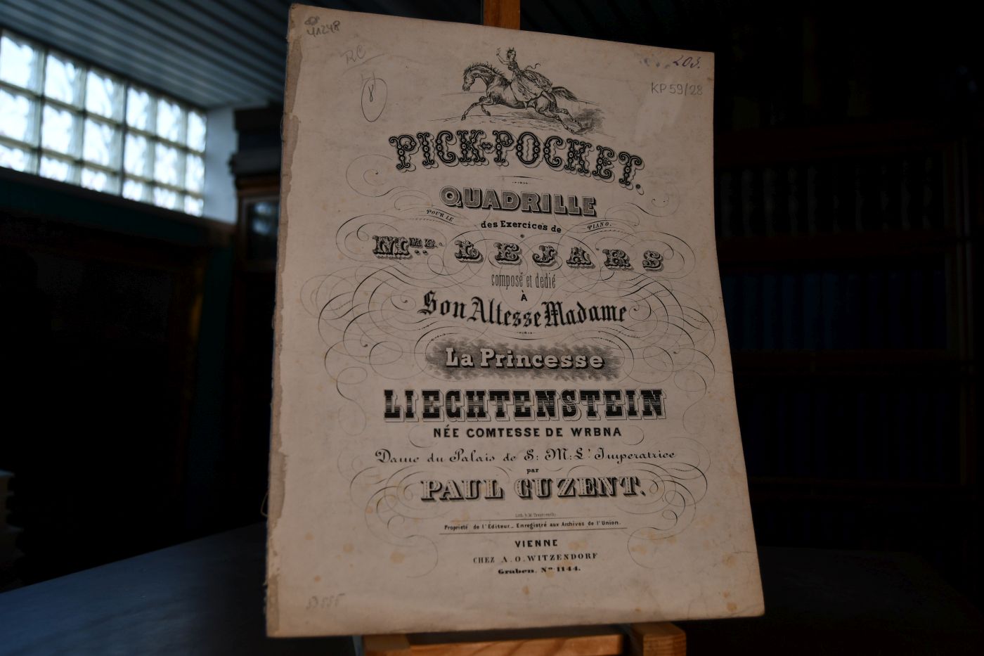 Pick-Pocket. Quadrille des Exercices de Mme Lejars. Pour le Piano. Composé et dedié à Son Altesse Madame La Princesse Liechtenstein, née Comtesse de Wrbna, Dame du Palais de S. M.S. Imperatrice.