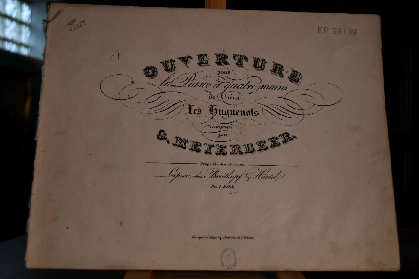 Ouverture pour le Piano a quatre mains de l`Opera Les Huguenots composee par G. Meyerbeer.