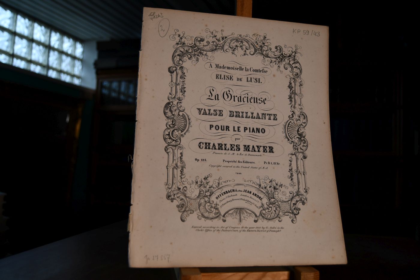 A Mademoiselle la Comtesse Elise de Lusi. La Gracieuse Valse Brillante pour le Piano. Op. 125.