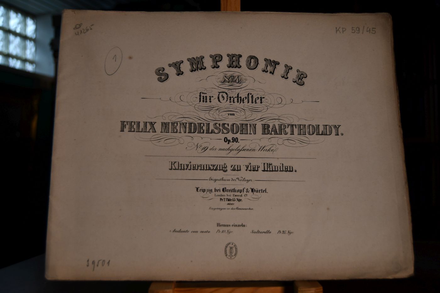 Symphonie No. 4 für Orchester. Op. 90. No. 19 der nachgelassenen Werke. Klavierauszug zu vier Händen.