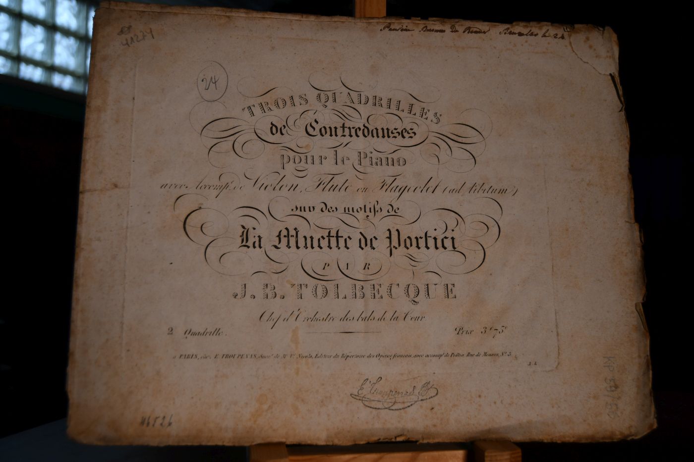 Trois Quadrilles de Contredanses pour le Piano avec Accomp. de Violon, Flute en Flagoelet (ad libitum) suv des motifs de La Muette de Portici. 2 Quadrille.