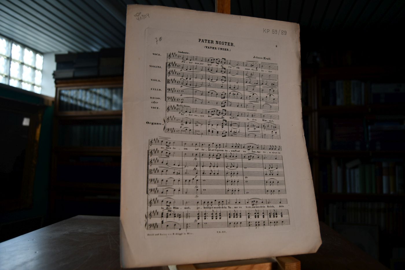Pater Noster (Vater unser). Voce, Violini, Viola, Cello, Basso oder Voce, Organo.