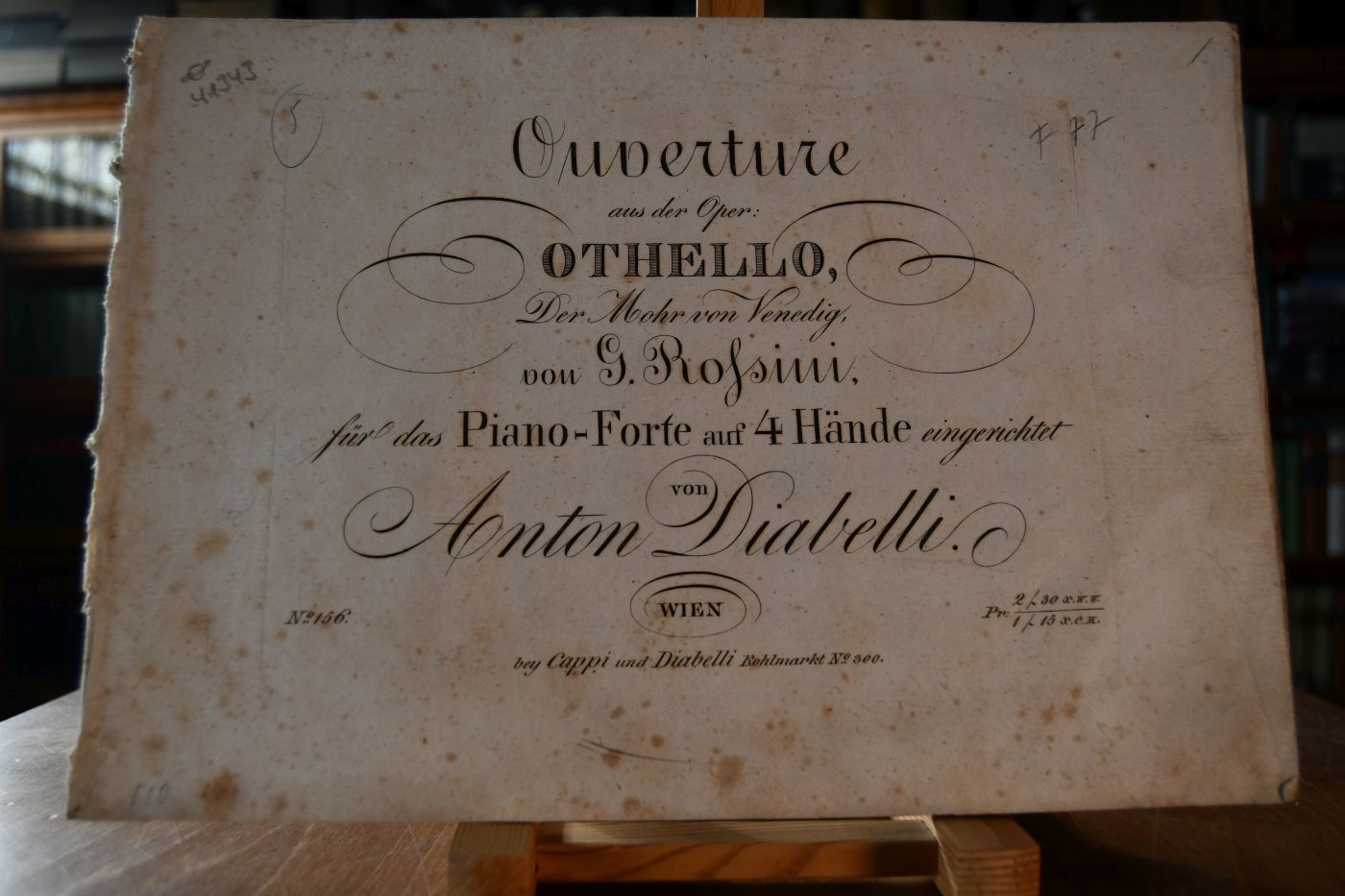 Ouverture aus der Oper Othello, Der Mohr von Venedig, von G. Rossini, für das Piano-Forte auf 4 Hände eingerichtet von Anton Diabelli.