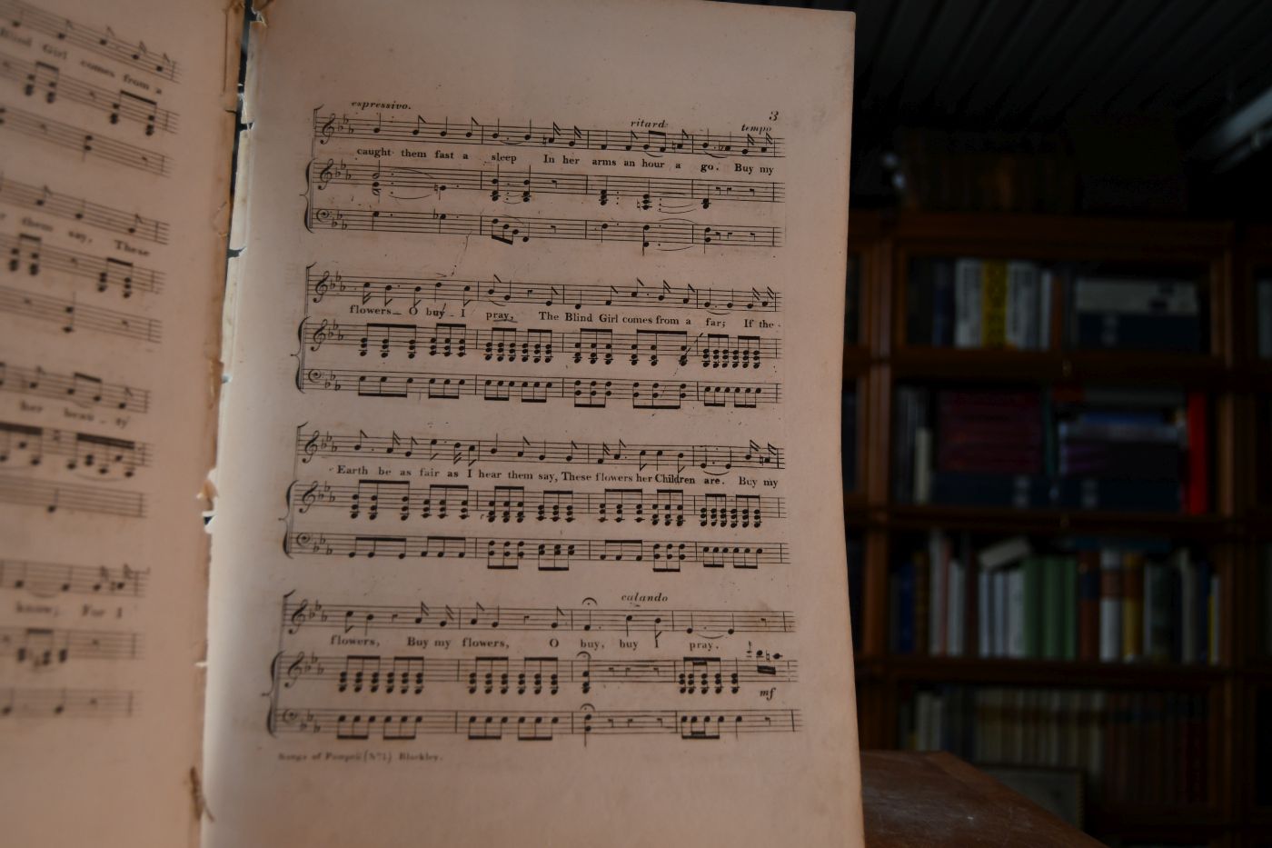 The blind flower girl`s song. No. 1 Songs of Pompeii. The Poetry selected from the "Last Days of Pompeii" written by Edward Lytton Bulwer. The Music composed & Inscribed to Honble. Mrs. Norton.