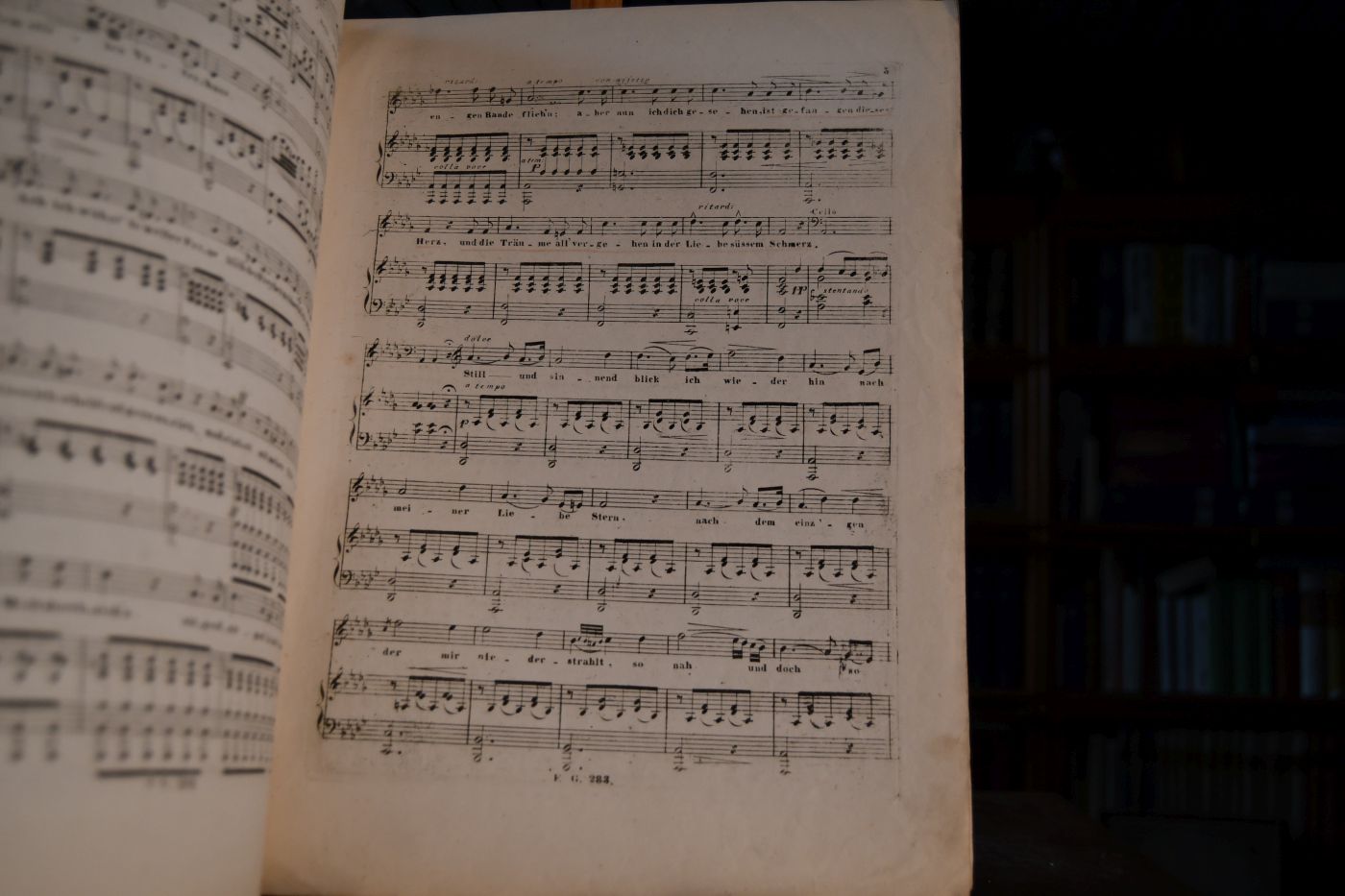 Gefangen. Gedicht von Ludwig Holt, in Musik gesetzt für eine Singstimme mit Begleitung des Pianoforte allein oder mit Zufügung des Waldhorns des Violoncells, der Violine oder Flöte, und dem Herrn Ferdinand Puchruker achtungsvoll gewidmet von Franz von Suppe.