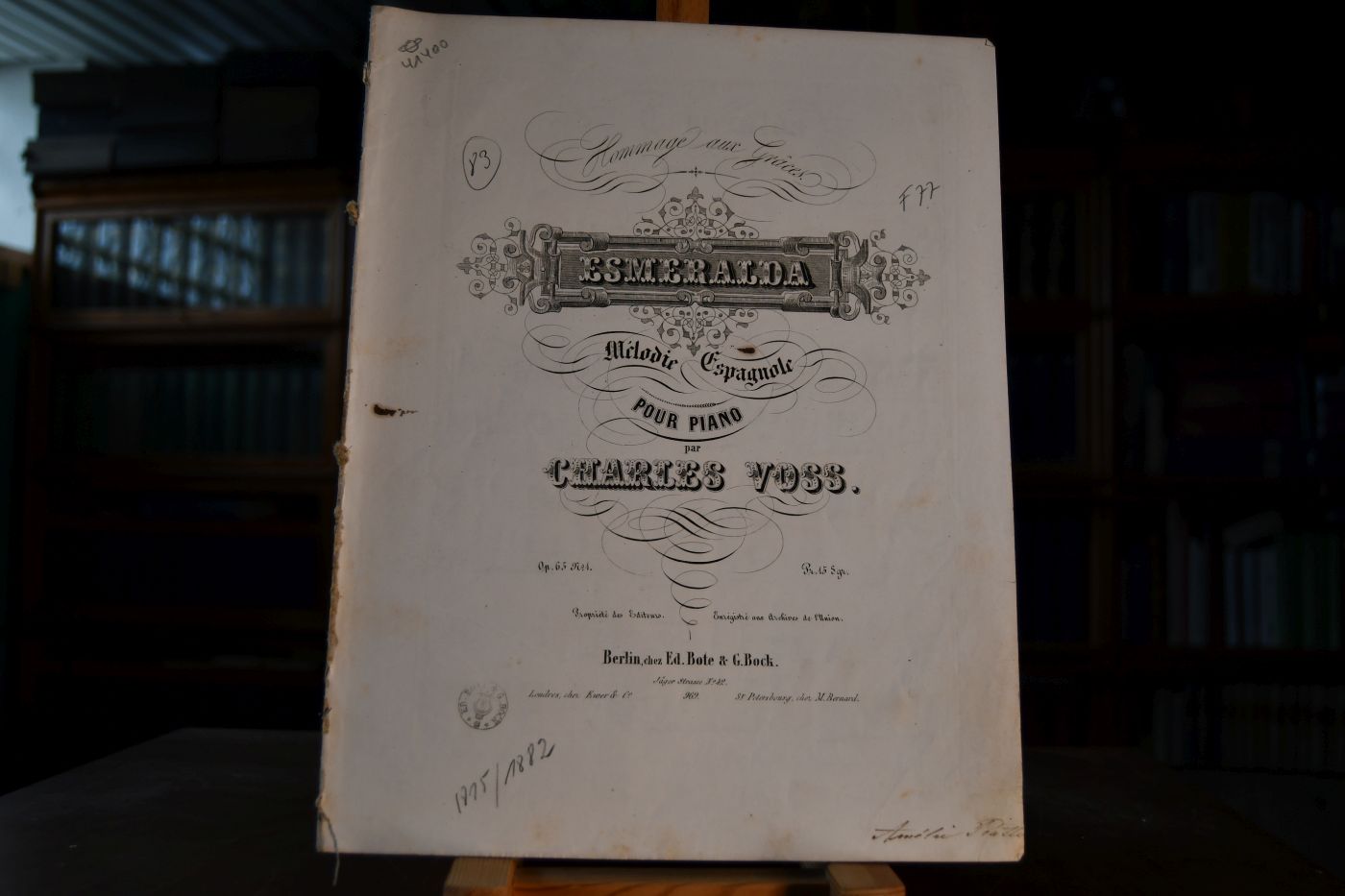 Esmeralda. Melodie Espagnole pour Piano par Charles Voss. Op. 65 No. 1. Hommage aux Graces.