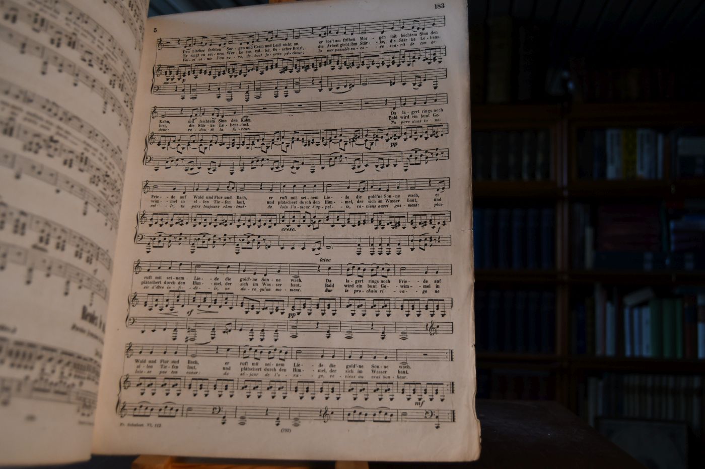 Franz Schubert`s sämmtliche Compositionen. VI. Band Lieder und Gesänge für eine Contra-Alt oder Bass-Stimme mit Begleitung des Pianoforte revidirt und corrigirt von H. Sattler. Heft 112 (792) Op.92.No.1. Der Musensohn. Op. 96.No.4 Fischerweise. Op. 97. Glaube, Hoffnung und Liebe. Op. 98.No.2. Wiegenlied. Op.101. Der blinde Knabe.