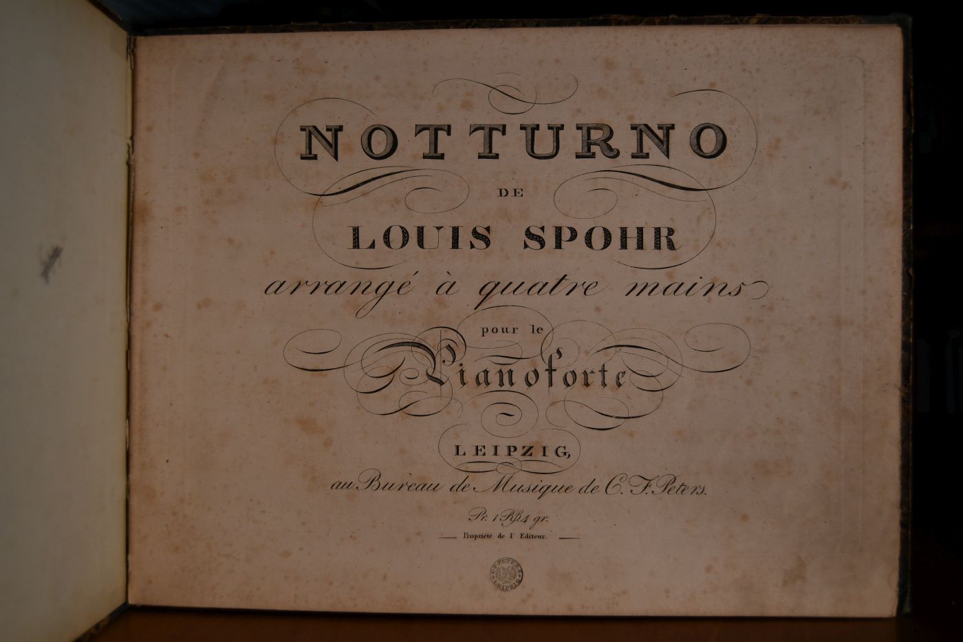 Notturno de Louis Spohr arrange a quatre mains pour le Pianoforte.