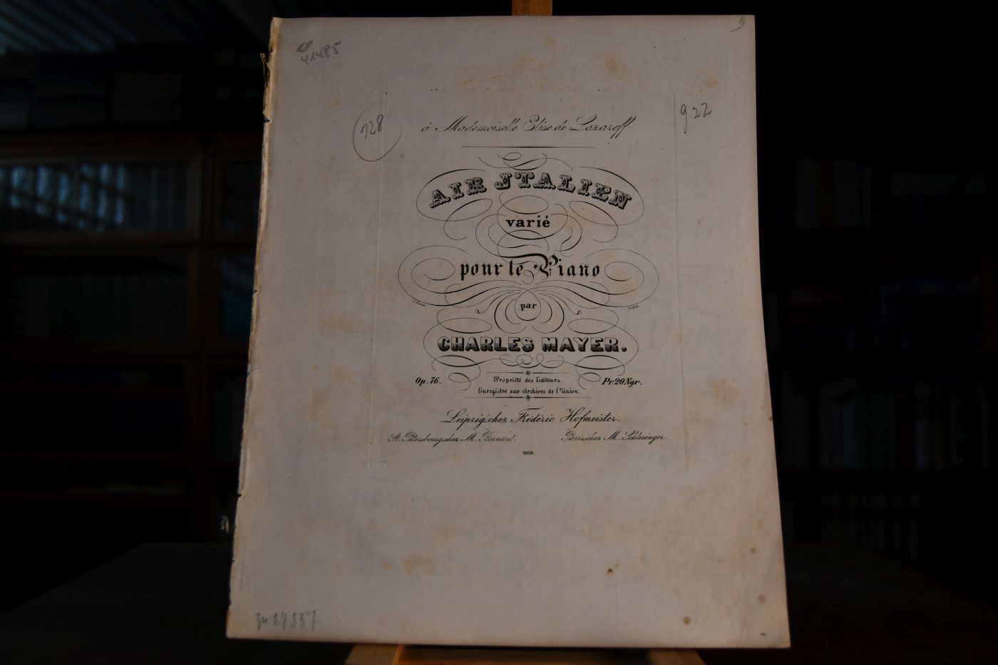 Air Italien varie pour le Piano. Op. 76. A Mademoiselle Elise de Lazareff.