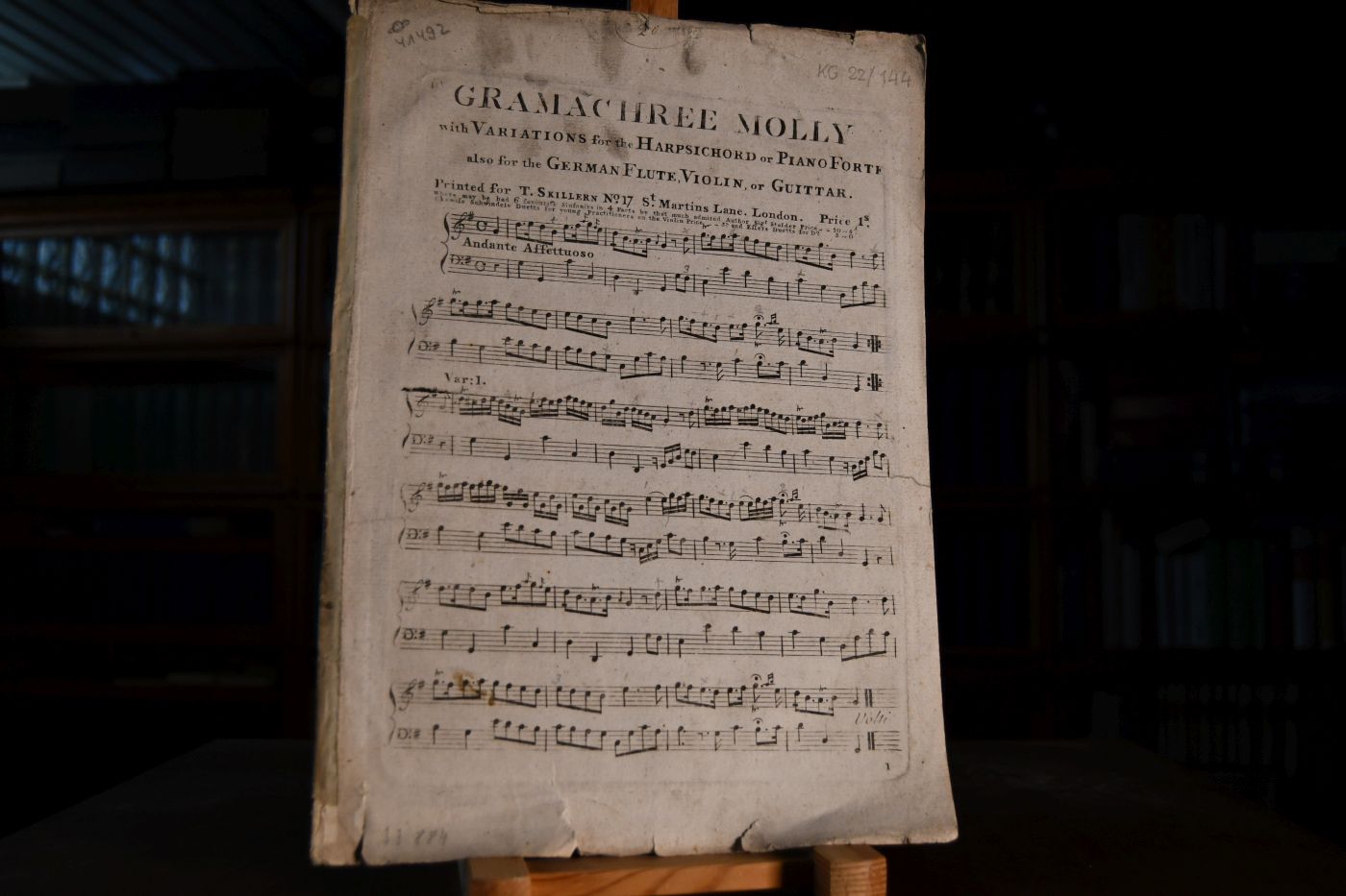 Gramachree Molly with Variations for the Harpsichord or Piano Forte also for the German Flute, Violin, or Guittar.