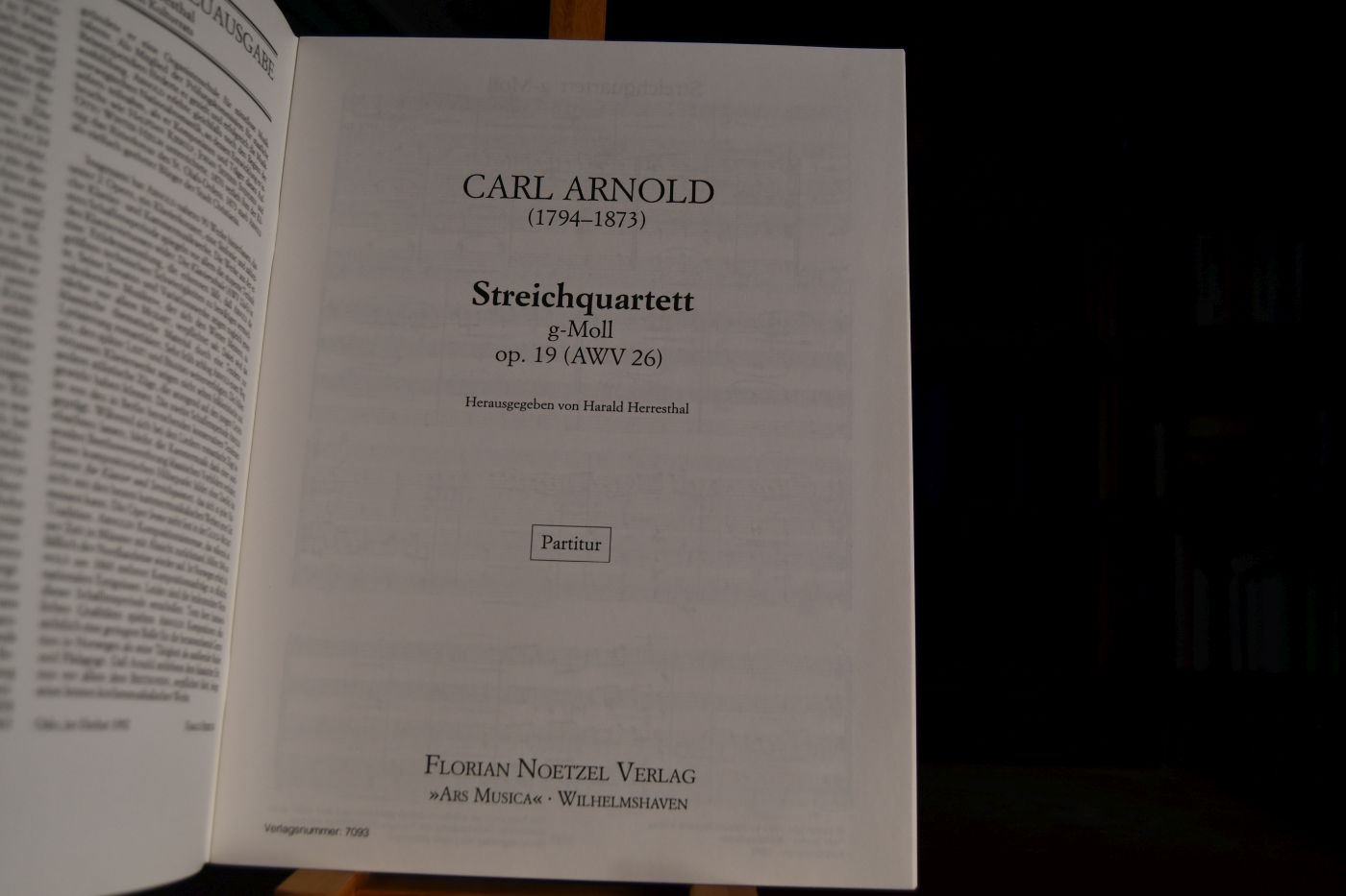 Streichquartett g-Moll op. 19 (AWV 26). Partitur, Violine I, Violine II, Violoncello, Viola