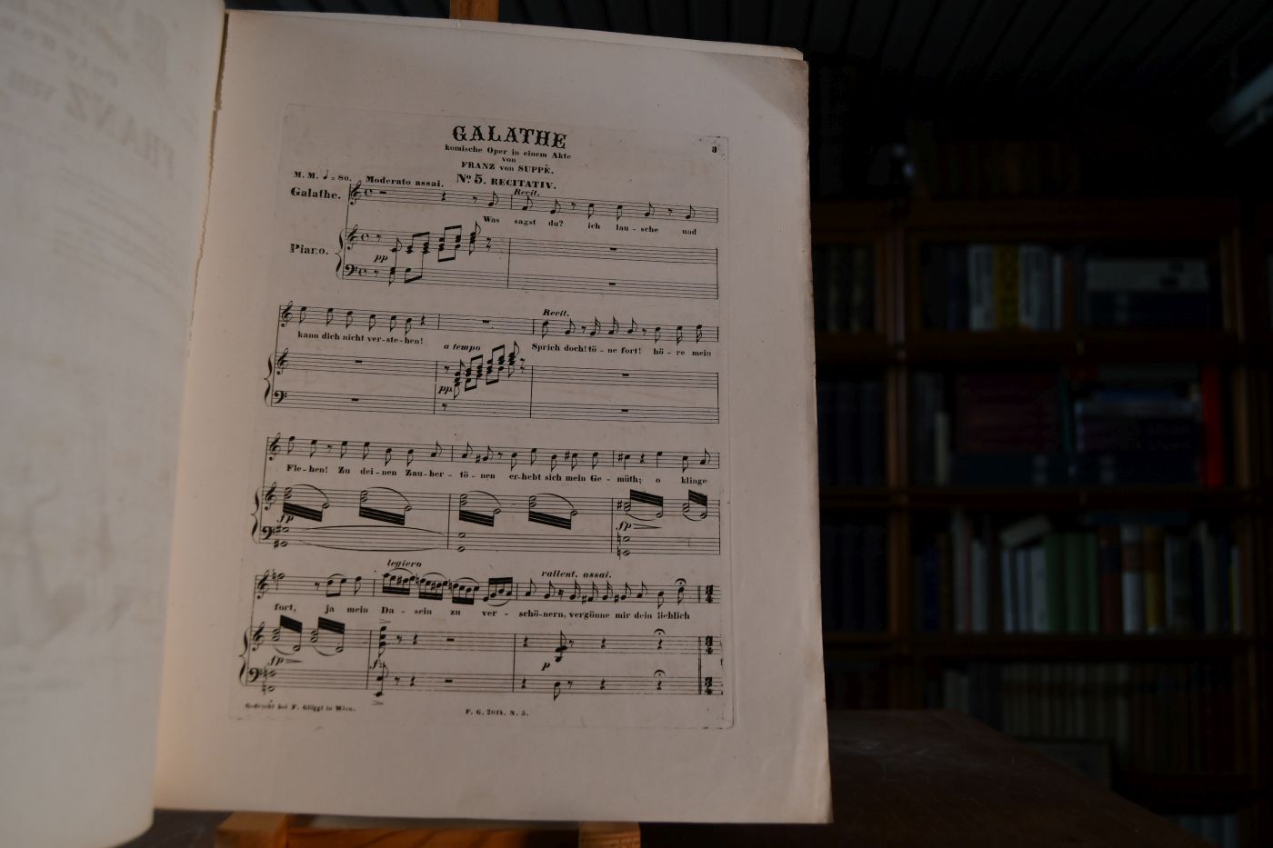Die schöne Galathe, komisch-mythologische Oper in einen Akt von Poly Henrion. Musik von Franz von Suppe. Ouverture. No. 5 Recitativ u. Romanze der Galathe an die Lyra (Was sagst du? ich lausche)
