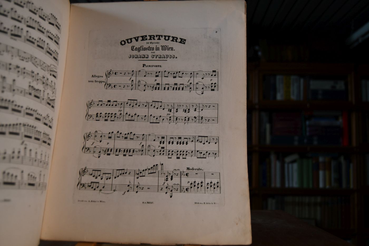 Cagliostro in WIen. Operette in 3 Acten von Richard Genee und F. Zell. Musik von Johann Strauss. No. 3 Ouverture für Violine und Piano.