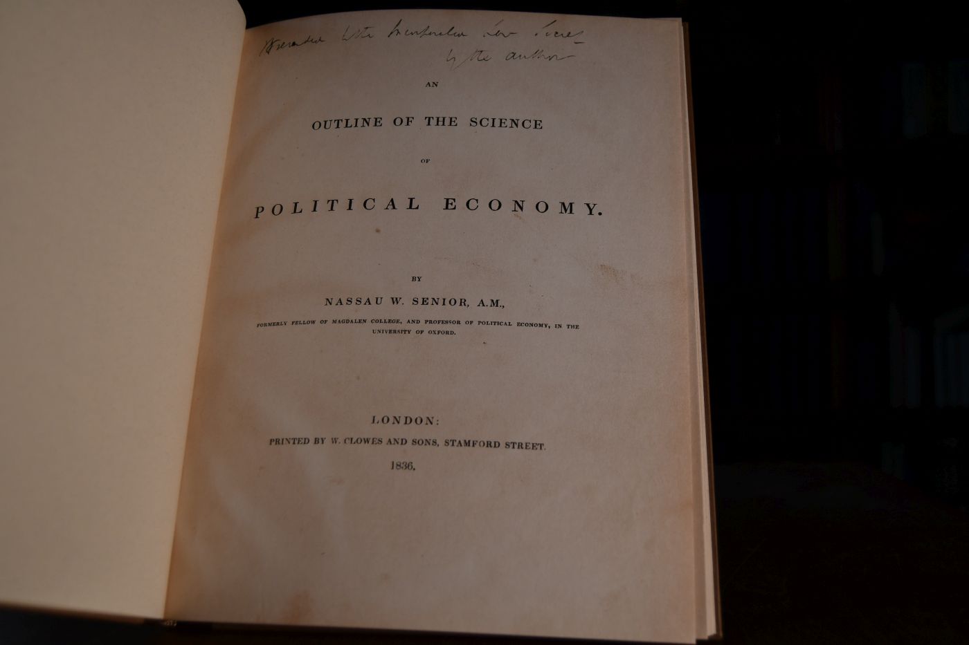 An Outline of the Science of Political Economy. Beigegeben Vademecum zu einem Klassiker der Verteilungstheorie, Düsseldorf, Verlag Wirtschaft und Finanzen, 2000, 95 S., Pappband, ISBN 3878811500.