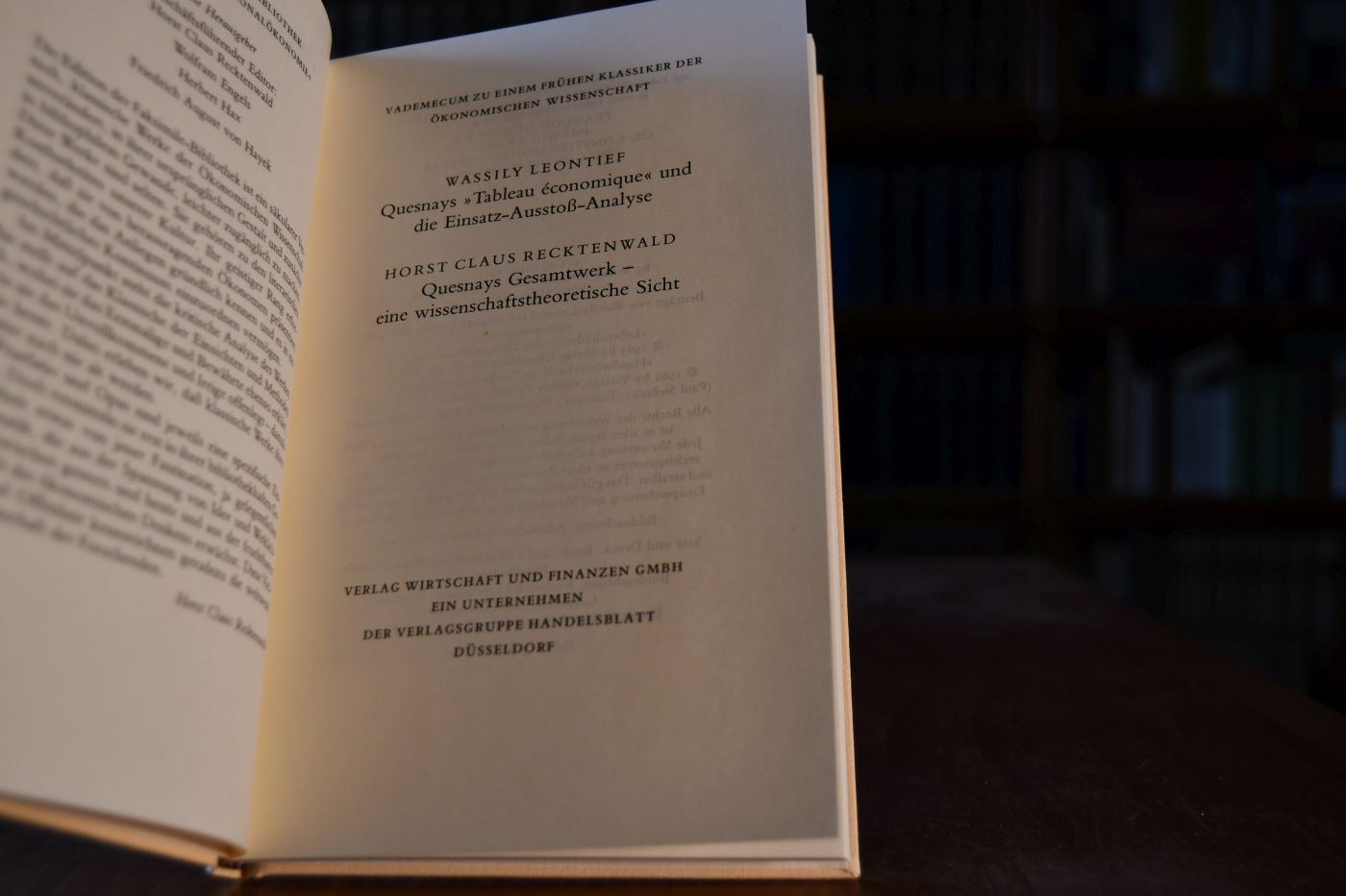 Physiocratie ou Constitution naturelle du Gouvernement le plus avantageux au genre humain. Beigegeben Vademecum zu einem frühen Klassiker der ökonomischen Wissenschaft, Düsseldorf, Verlag Wirtschaft und Finanzen, 1987, 71 S., Pappband, ISBN 3878810210.