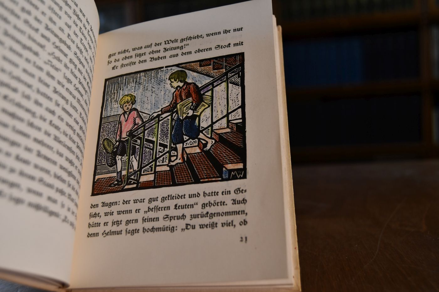 Der Zeitungsbub. Eine Kindergeschichte mit Originalholzschnitten von MArtha Welsch.