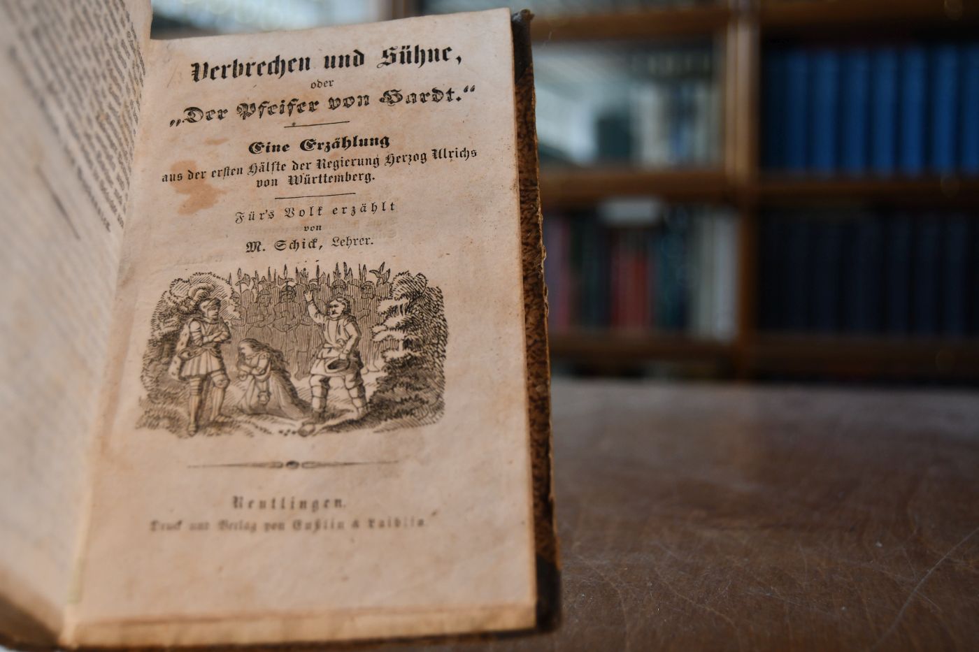 Herzog Ulrich, der Verbannte, von Wirtenberg, mit Benützung der besten geschichtlichen Quellen für das Volk neun erzählt von H. Scherr. Beigebunden M. Schick Verbrechen und Sühne, oder "Der Pfeifer von Hardt." Eine Erzählung aus der ersten Hälfte der Regierung Herzog Ulrichs von Württemberg; Reutlingen, Enßlin & Laiblin, o.J., 36 S.