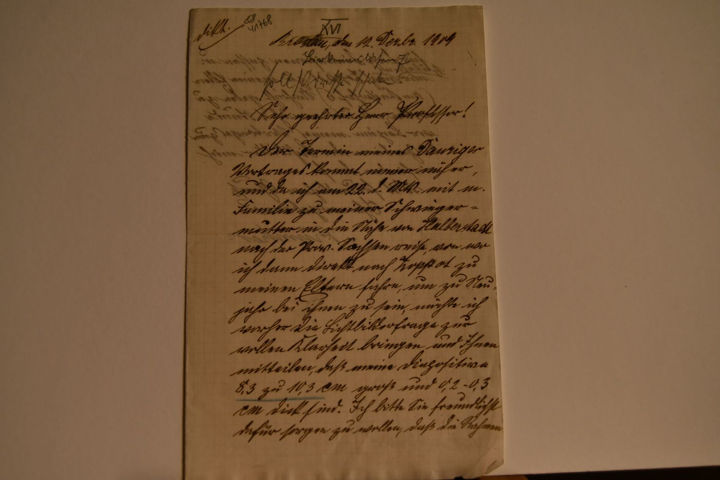 Handschriftliches Schreiben des deutschen Agrarwissenschaftlers Kurt Heinrich Theodor von Rümker (1859-1940) vom 12. Dezember 1909 an den Danziger Lehrer und Botaniker Konrad Lakowitz (1859-1938).