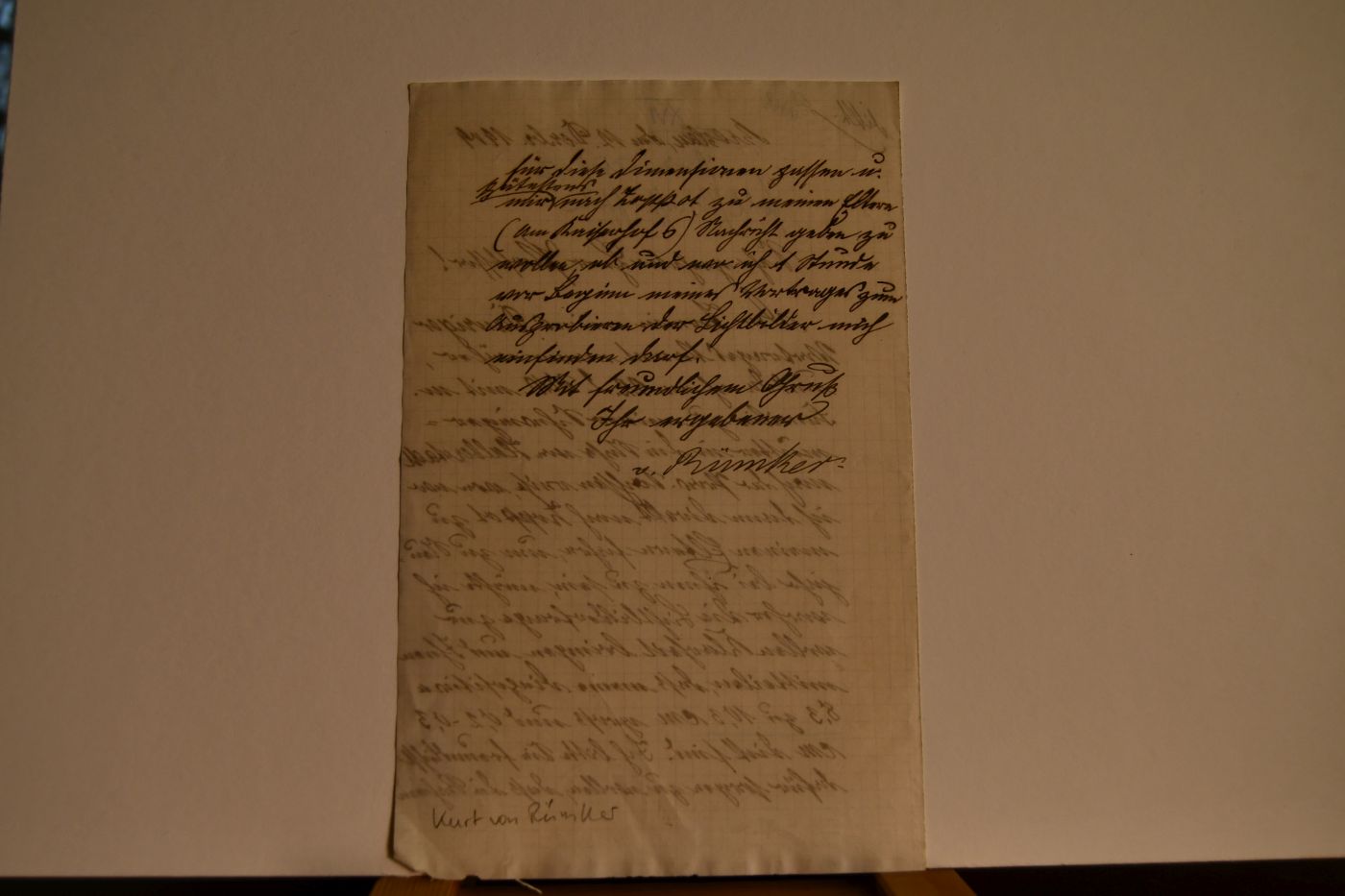 Handschriftliches Schreiben des deutschen Agrarwissenschaftlers Kurt Heinrich Theodor von Rümker (1859-1940) vom 12. Dezember 1909 an den Danziger Lehrer und Botaniker Konrad Lakowitz (1859-1938).