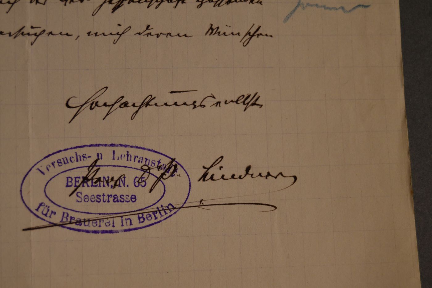 Handschriftliches Schreiben des deutschen Mikrobiologen Paul Lindner (1861-1945) vom 26. November 1909 an den Danziger Lehrer und Botaniker Konrad Lakowitz (1859-1938).