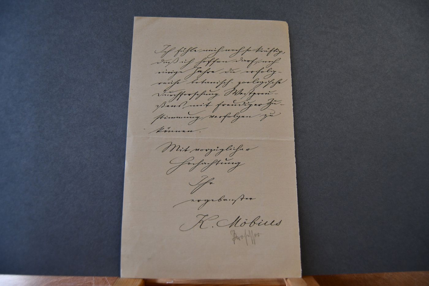 Handschriftlicher Brief des deutschen Zoologen und Ökologen Karl August Möbius (1825-1908) an den Danziger Lehrer und Botaniker Konrad Lakowitz (1859-1945) vom 13. Februar 1905.