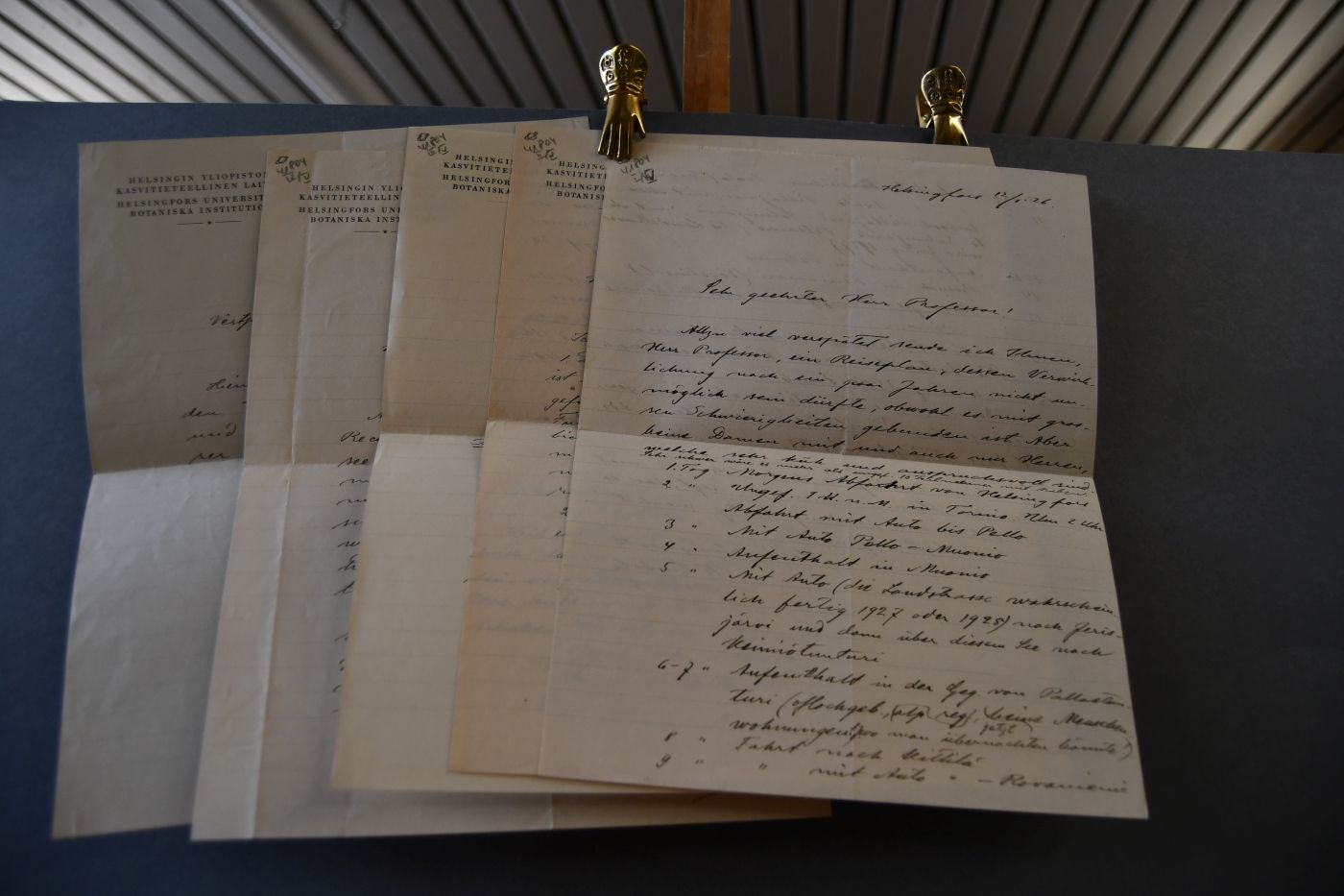 5 handschriftliche Briefe des finnischen Botanikers Kaarlo Linkola (1888-1942) an den Danziger Lehrer und Botaniker Konrad Lakowitz (1859-1945) vom 12. Januar 1926 - 16. September 1929.