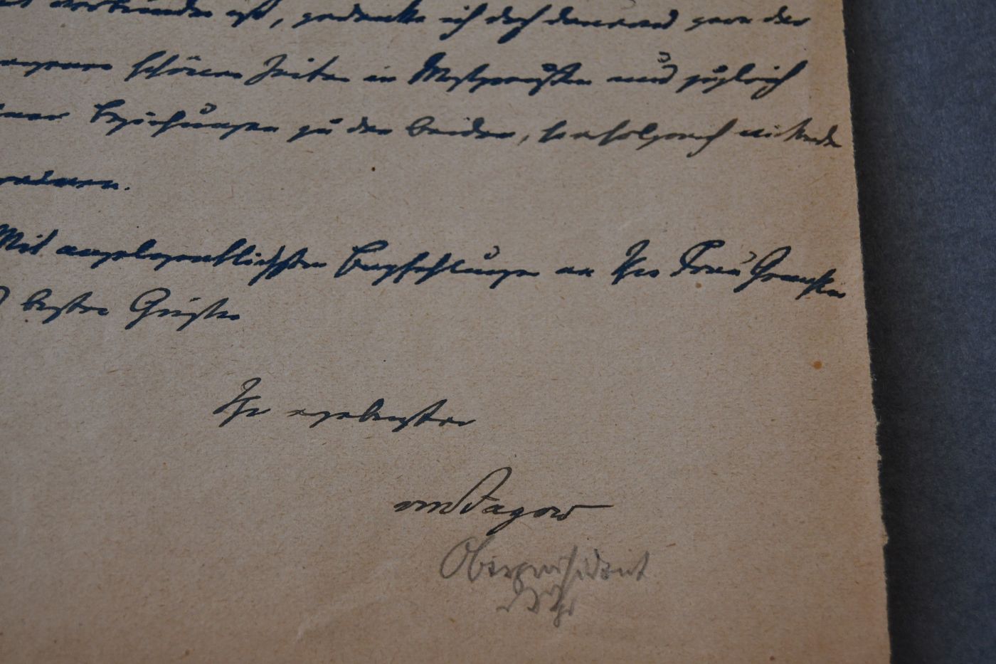 Handschriftlicher Brief des Oberpräsidenten von Westpreußen Ernst Ludwig von Jagusch (1853-1930) vom 11. November 1923 an den Danziger Lehrer und Botaniker Konrad Lakowitz (1859-1938).