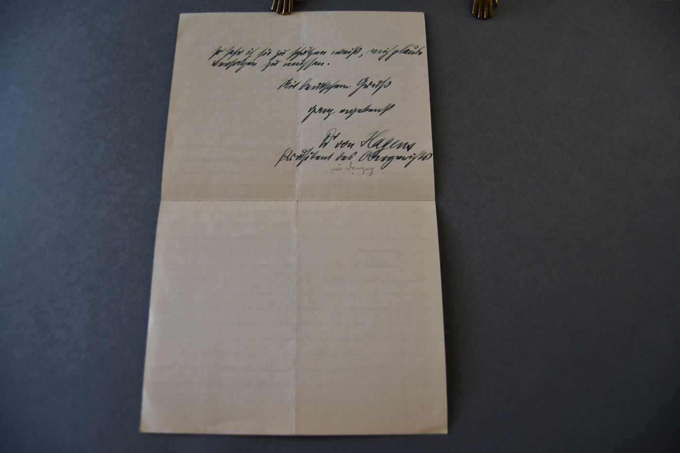 Brief des Präsidenten des Obergerichts Danzig (1873-1958) an den Danziger Lehrer und Botaniker Konrad Lakowitz(1859-1945) vom 13. Februar 1936.
