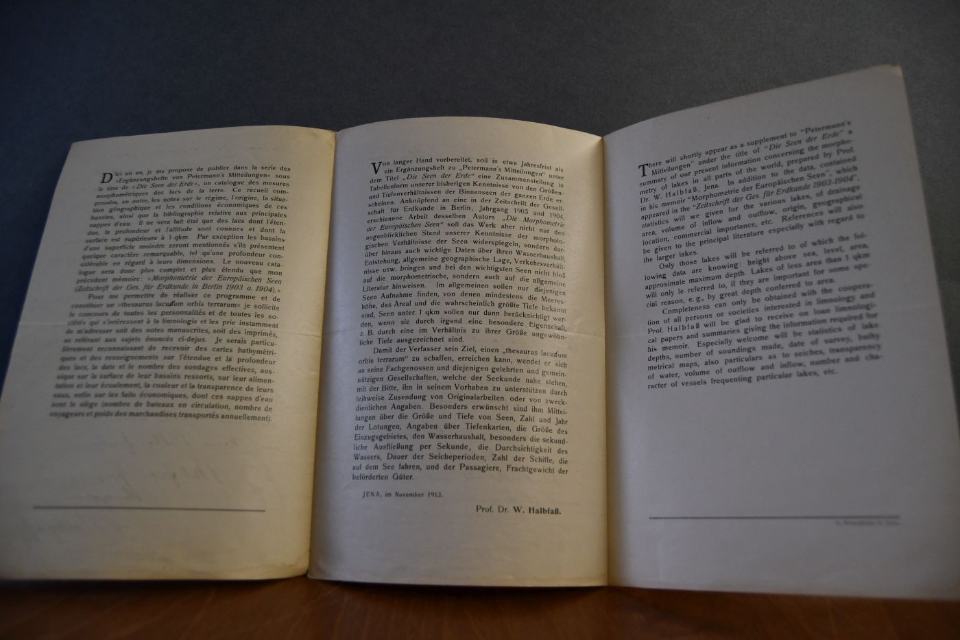 Handschriftliches Schreiben von Wilhelm Halbfaß, Hydrogeograph (1856-1951) vom 1. Mai 1915 an den Danziger Lehrer und Botaniker Konrad Lakowitz (1859-1938).