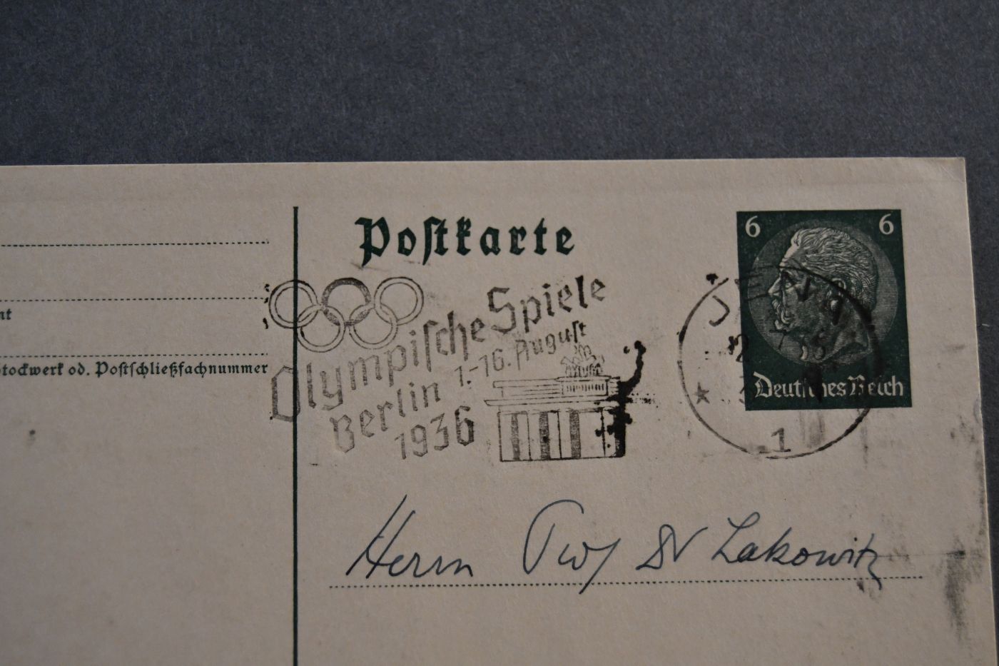 Handschriftliche Karte von Wilhelm Halbfaß, Hydrogeograph (1856-1951) vom 2. Juli 1936 an den Danziger Lehrer und Botaniker Konrad Lakowitz (1859-1938).