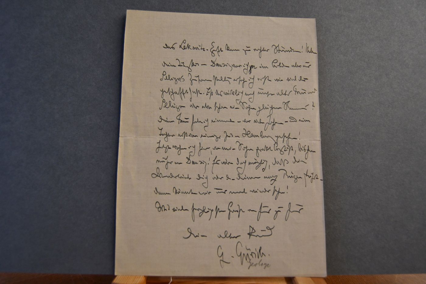 Handschriftliches Schreiben von Georg Gürich, Geologe und Paläontologe (1859-1938) vom 9. Mai 1933 an den Danziger Lehrer und Botaniker Konrad Lakowitz (1859-1938).