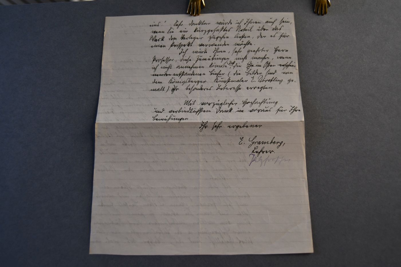 Handschriftliches Schreiben von Eugen Gramberg, Lehrer und Mykologe (1865-1945) vom 8. April 1913 an den Danziger Lehrer und Botaniker Konrad Lakowitz (1859-1938).