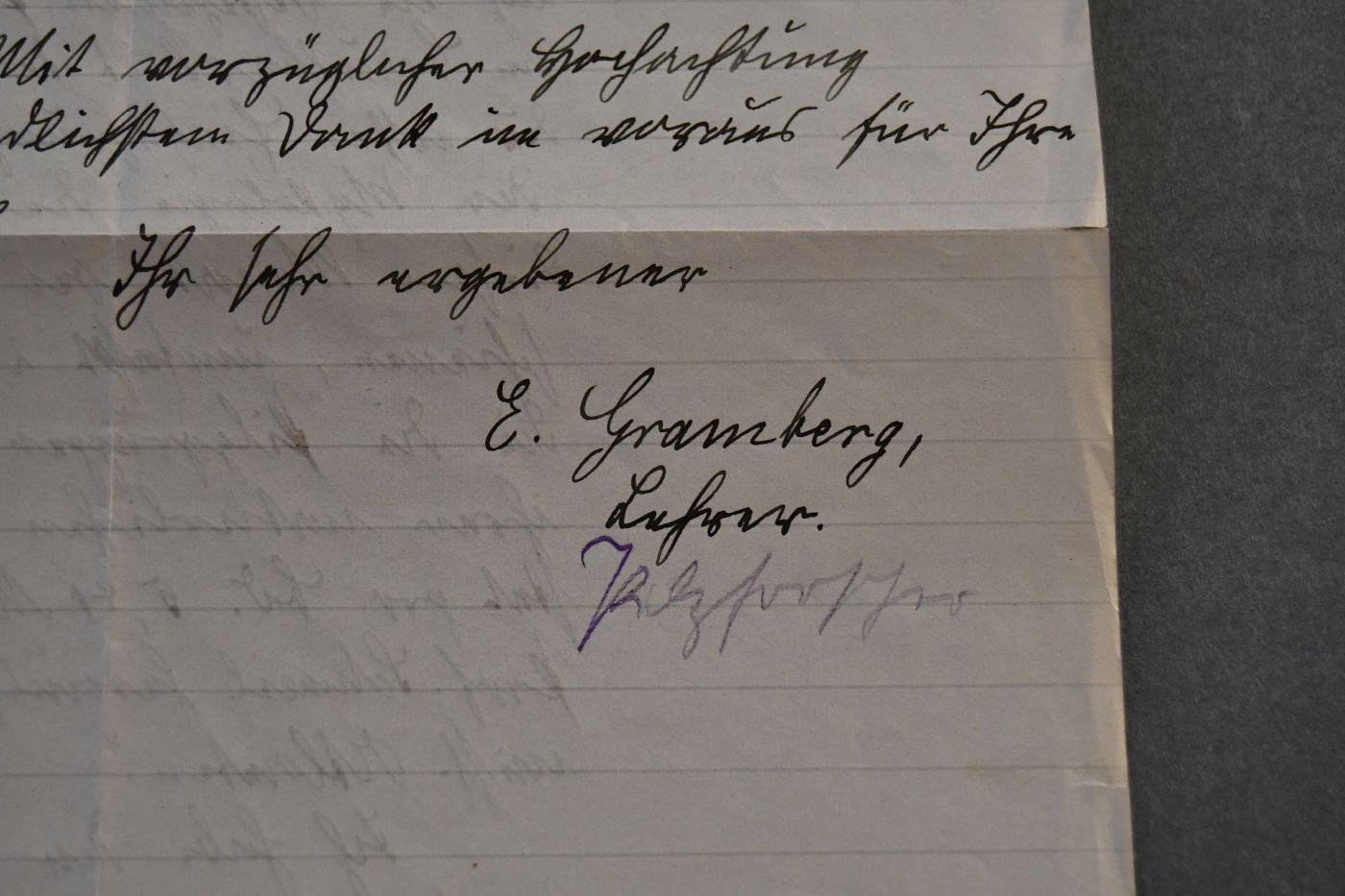 Handschriftliches Schreiben von Eugen Gramberg, Lehrer und Mykologe (1865-1945) vom 8. April 1913 an den Danziger Lehrer und Botaniker Konrad Lakowitz (1859-1938).