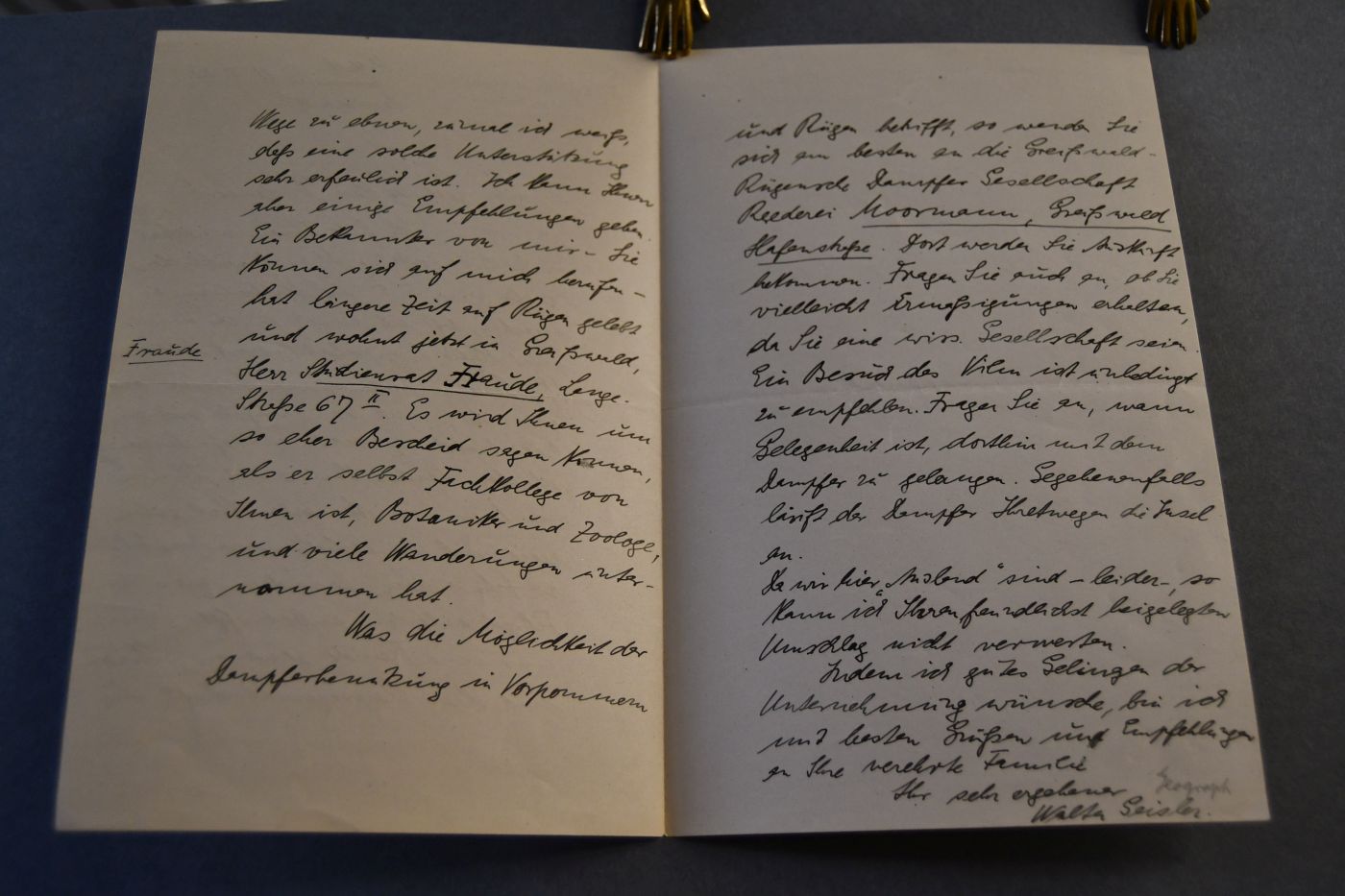 Handschriftliches Schreiben von Walter Geisler, Geograph (1891-1945) vom 11. Mai 1922 an den Danziger Lehrer und Botaniker Konrad Lakowitz (1859-1938).