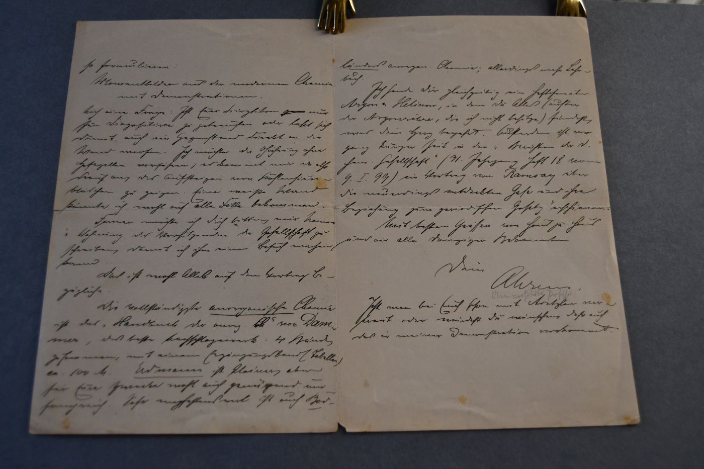 Handschriftlicher Brief des deutschen Chemikers Felix Benjamin Ahrens (1863-1910) vom 18. Februar 1899 an den Danziger Lehrer und Botaniker Konrad Lakowitz (1859-1938).