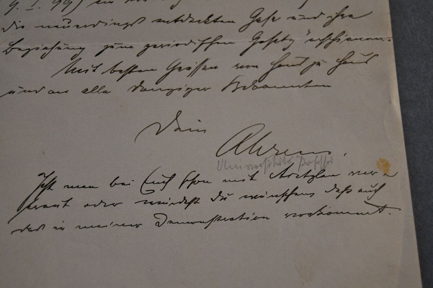 Handschriftlicher Brief des deutschen Chemikers Felix Benjamin Ahrens (1863-1910) vom 18. Februar 1899 an den Danziger Lehrer und Botaniker Konrad Lakowitz (1859-1938).