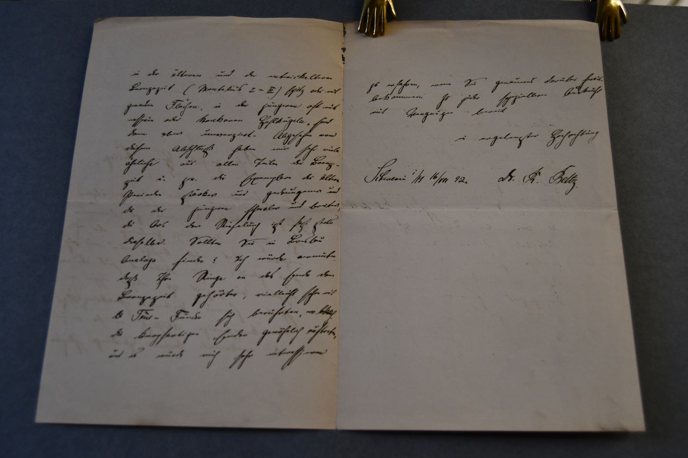 Handschriftlicher Brief des deutschen Prähistorikers Robert Beltz (1854-1942) vom 16. Juli 1892 an den Danziger Lehrer und Botaniker Konrad Lakowitz (1859-1938).