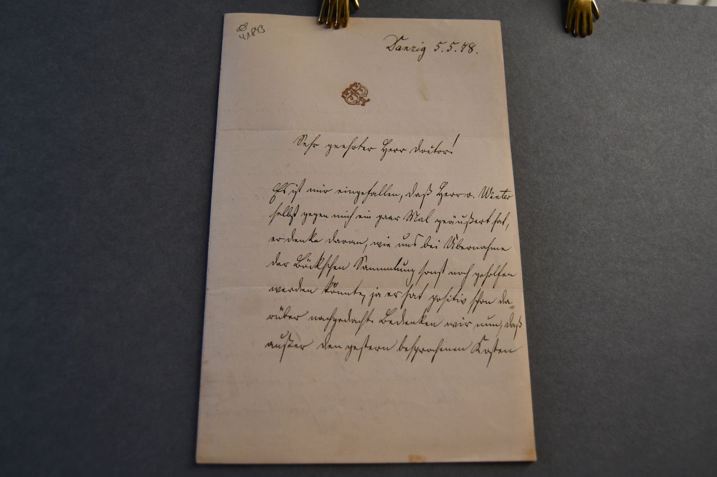 Schreiben des deutschen Lehrers, Botanikers und Mykologen Theodor Bail (1833-1922) vom 5. Mai 1878 an den Danziger Lehrer und Botaniker Konrad Lakowitz (1859-1945).
