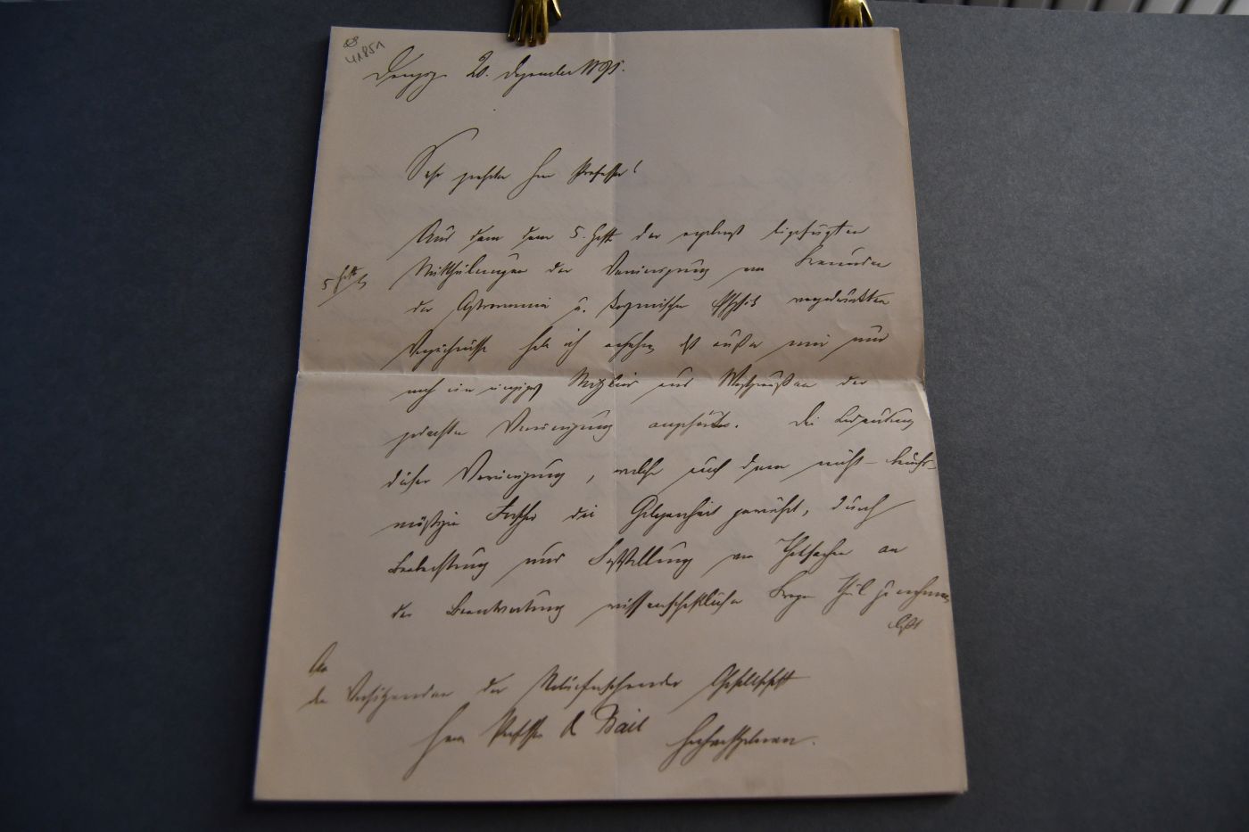 Handschriftlicher Brief des Oberpräsidenten der Provinz Westpreußen Gustav Konrad Heinrich von Goßler (1838-1902) an den Danziger Lehrer und Botaniker Konrad Lakowitz (1859-1945) vom 20. Dezember 1891.