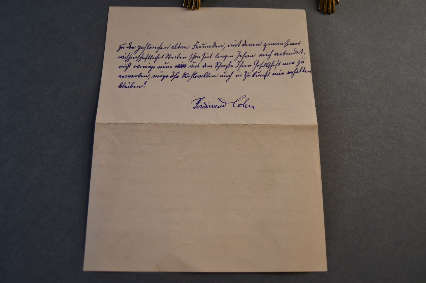 Handschriftlicher Brief deutschen Botanikers und Mikrobiologen Ferdinand Julius Cohn (1828-1898) an den Danziger Lehrer und Botaniker Konrad Lakowitz (1859-1945) vom 31. Januar 1898.
