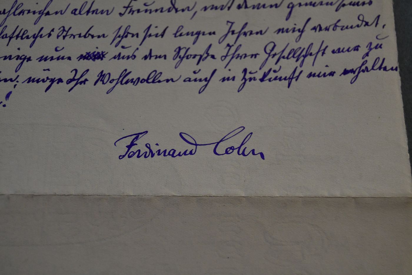 Handschriftlicher Brief deutschen Botanikers und Mikrobiologen Ferdinand Julius Cohn (1828-1898) an den Danziger Lehrer und Botaniker Konrad Lakowitz (1859-1945) vom 31. Januar 1898.