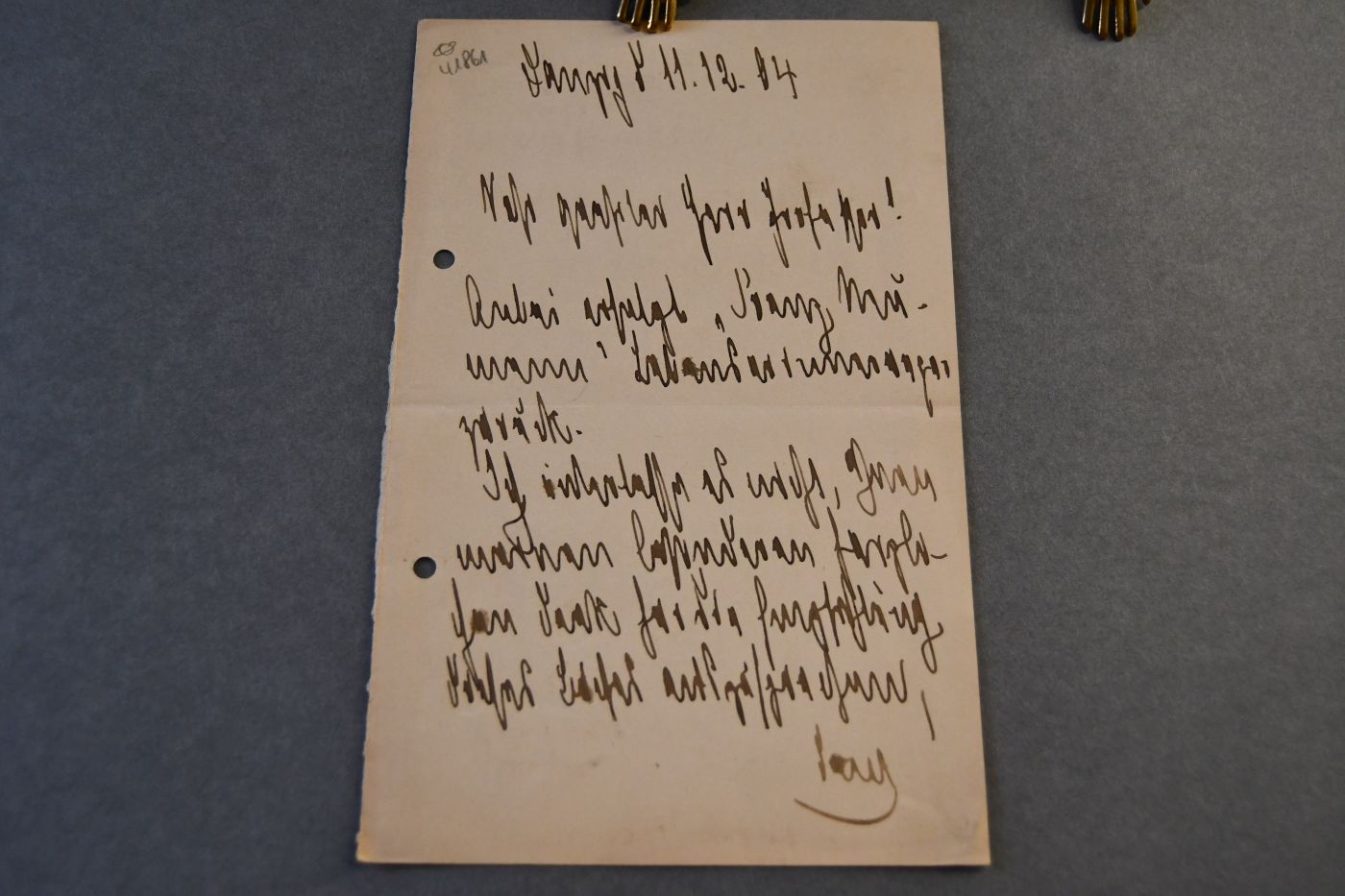 Handschriftlicher Brief des deutschen Politikers Clemens Gottlieb Ernst Delbrück (1856-1921) an den Danziger Lehrer und Botaniker Konrad Lakowitz (1859-1945) vom 11. April 1904.