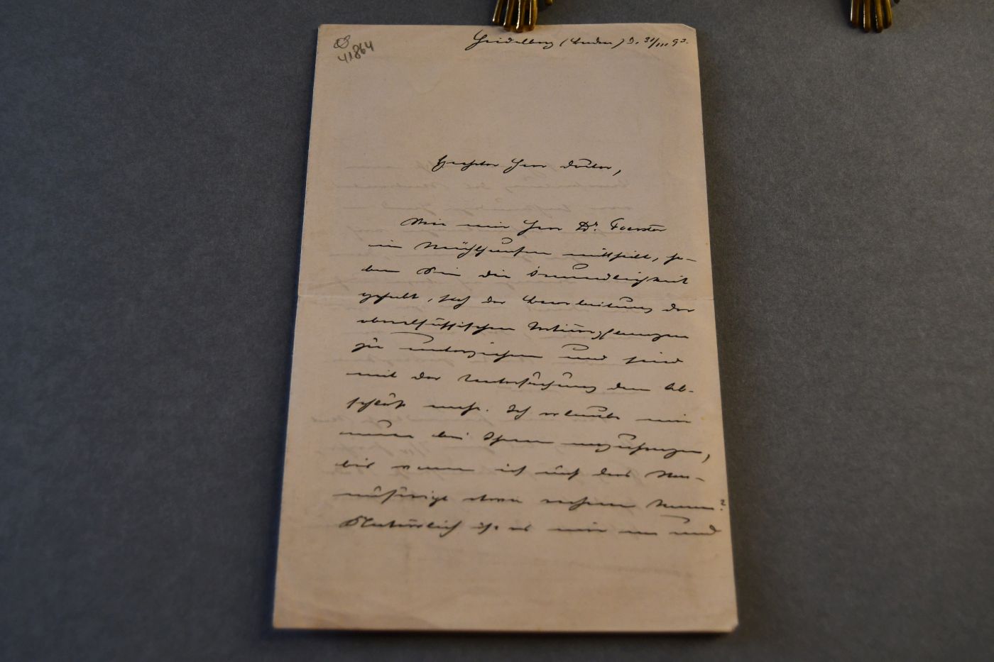 Handschriftlicher Brief des deutschen Geologen und Paläontologen Ernst Wilhelm Benecke (1838-1919) an den Danziger Lehrer und Botaniker Konrad Lakowitz (1860-1916) vom 31. März 1893.