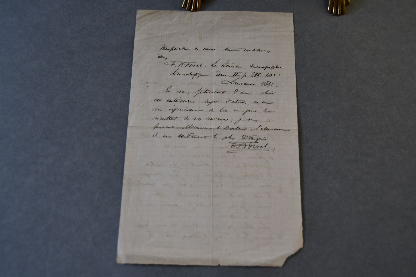 Handschriftliches Schreiben des schweizer Arztes und Naturforschers Francois-Alphonse Forel (1841-1912) vom 7. Januar 1897 an den Danziger Lehrer und Botaniker Konrad Lakowitz (1859-1938).