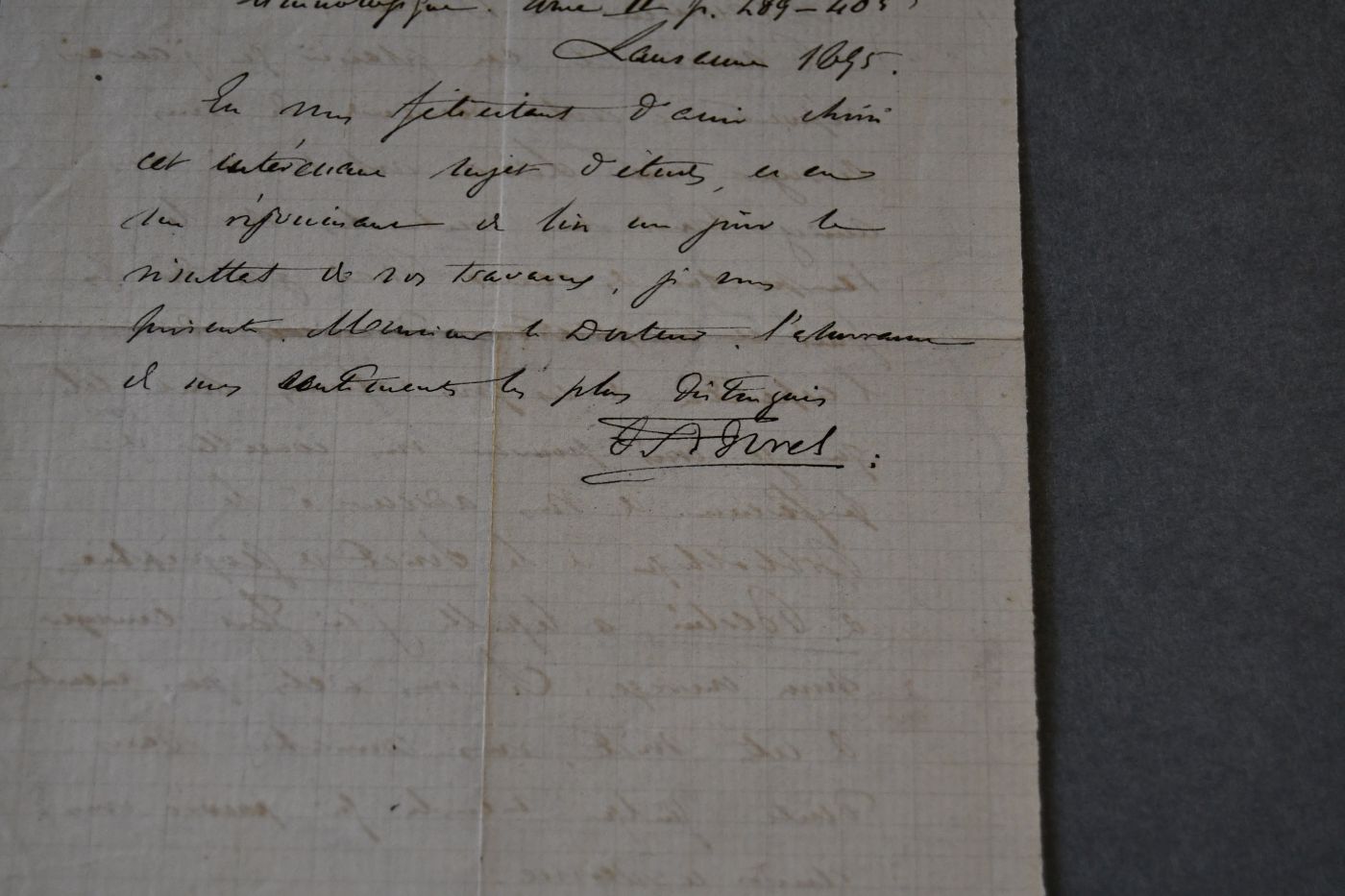 Handschriftliches Schreiben des schweizer Arztes und Naturforschers Francois-Alphonse Forel (1841-1912) vom 7. Januar 1897 an den Danziger Lehrer und Botaniker Konrad Lakowitz (1859-1938).